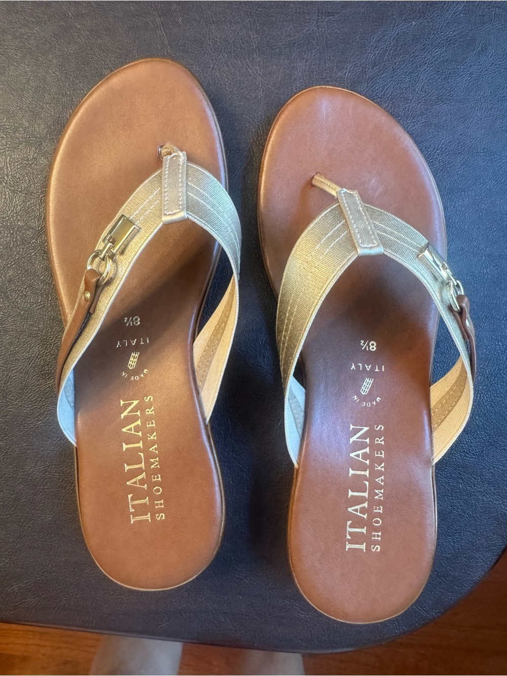 Italian Shoemakers Women's Gold Toe-Post Sandals